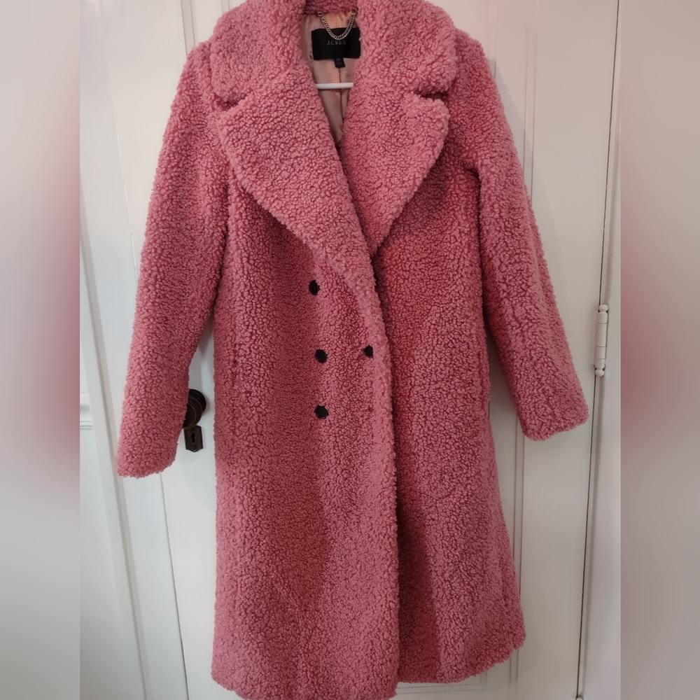 J. Crew Pink Teddy Coat Size XS EEUC